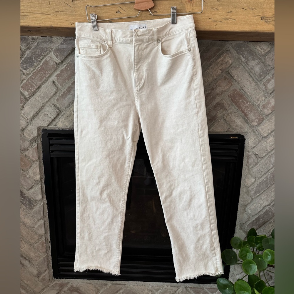 LOFT Women's Straight Leg Cream Jeans